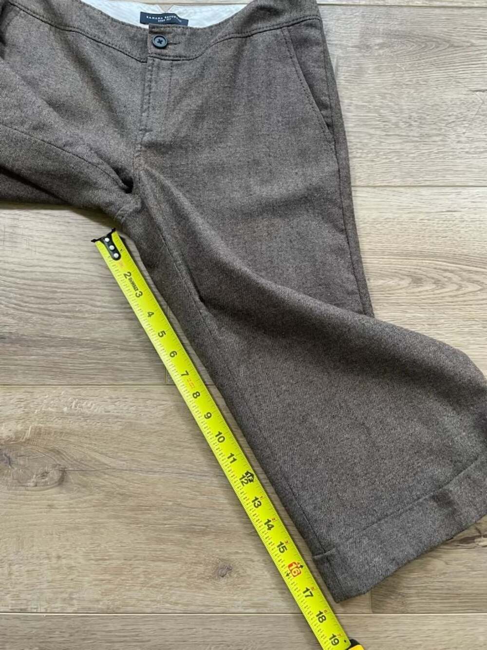 Banana Republic Ryan Fit Stretch Brown Tweed Cuffed Cropped Pants Size 6 - Picture 6 of 11